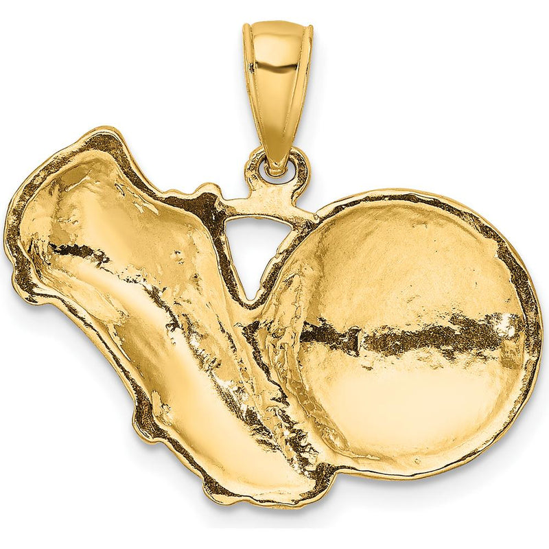 14K Yellow Gold Soccer Shoe Kicking Ball Pendant Charm - Textured Sports Jewelry by Oro Pregiato