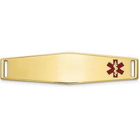 14K Yellow Gold Soft Diamond Shape Medical ID Plate with Red Epoxy Enamel - Engravable Medical Alert Charm by Oro Pregiato