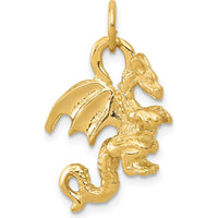 14K Yellow Gold Solid 3D Dragon Charm - Bold Mythical Pendant for Men by Oro Pregiato
