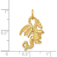 14K Yellow Gold Solid 3D Dragon Charm - Bold Mythical Pendant for Men by Oro Pregiato