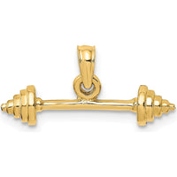 14K Yellow Gold Solid 3D Dumbbell Charm Pendant - Polished Finish by Oro Pregiato