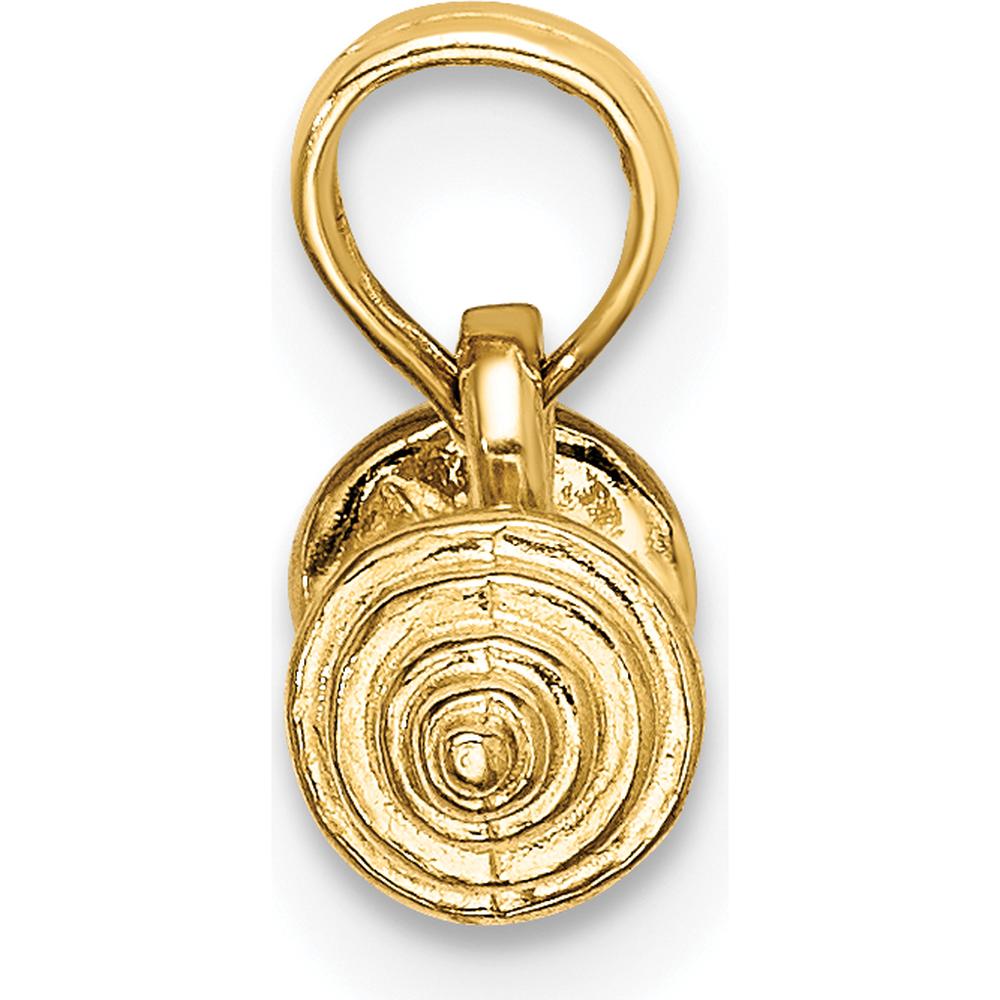 14K Yellow Gold Solid 3D Dumbbell Charm Pendant - Polished Finish by Oro Pregiato