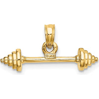 14K Yellow Gold Solid 3D Dumbbell Charm Pendant - Polished Finish by Oro Pregiato