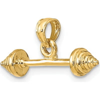 14K Yellow Gold Solid 3D Dumbbell Charm Pendant - Polished Finish by Oro Pregiato