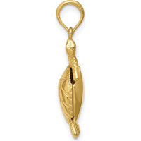 14K Yellow Gold Solid 3D Turtle Pendant with Moveable Head and Legs - Textured and Polished Finish by Oro Pregiato