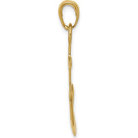 14K Yellow Gold Solid Anchor Pendant - 31mm Length by Oro Pregiato