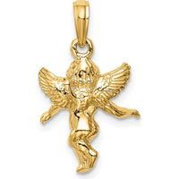 14K Yellow Gold Solid Angel Pendant - Polished Finish by Oro Pregiato
