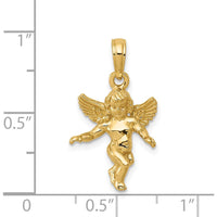 14K Yellow Gold Solid Angel Pendant - Polished Finish by Oro Pregiato