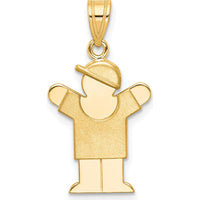 14K Yellow Gold Solid Boy with Hat Engravable Love Charm - 25mm Height, 15mm Width by Oro Pregiato