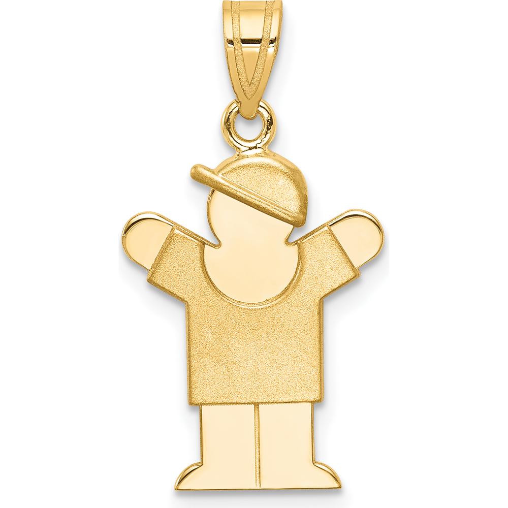 14K Yellow Gold Solid Boy with Hat Engravable Love Charm - 25mm Height, 15mm Width by Oro Pregiato