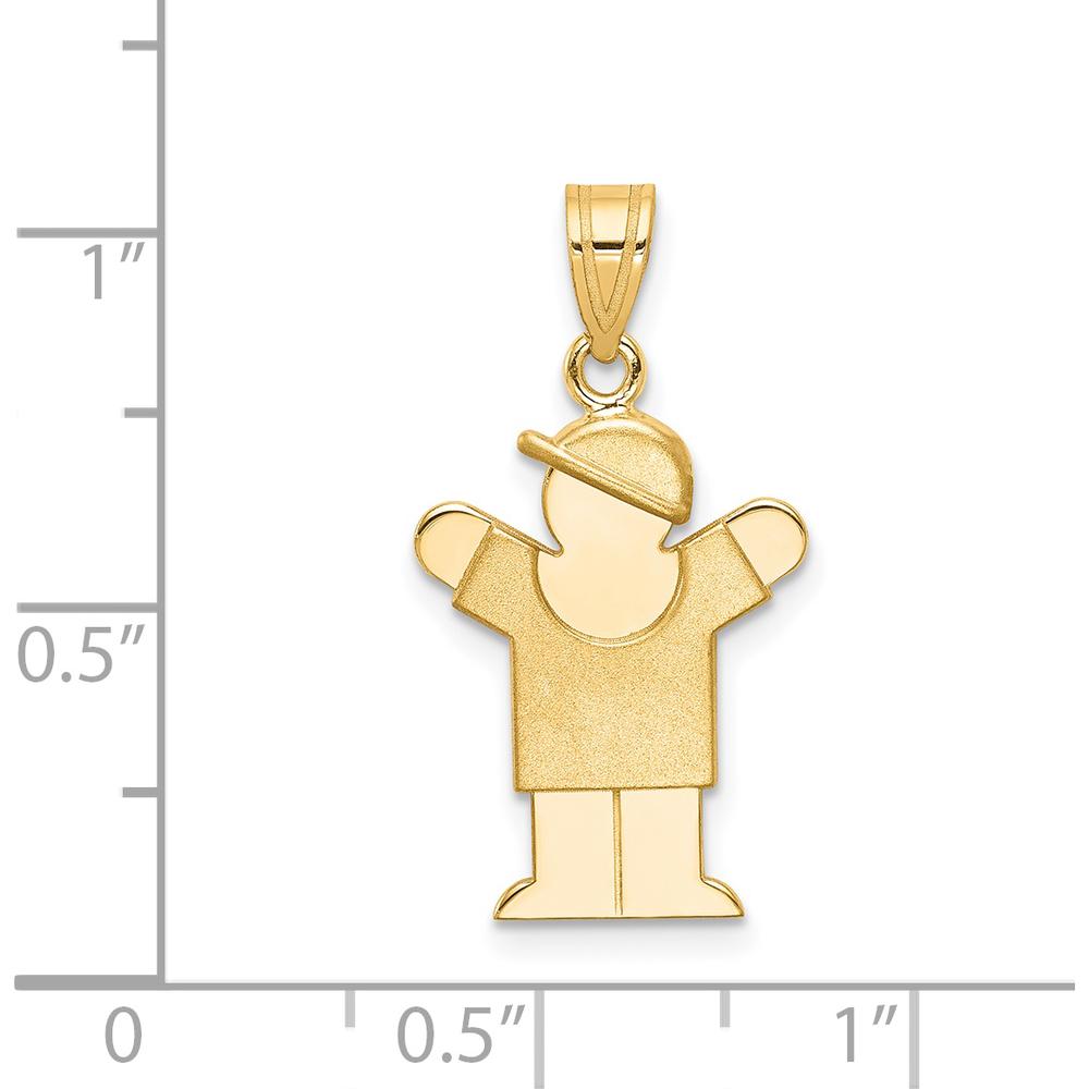 14K Yellow Gold Solid Boy with Hat Engravable Love Charm - 25mm Height, 15mm Width by Oro Pregiato