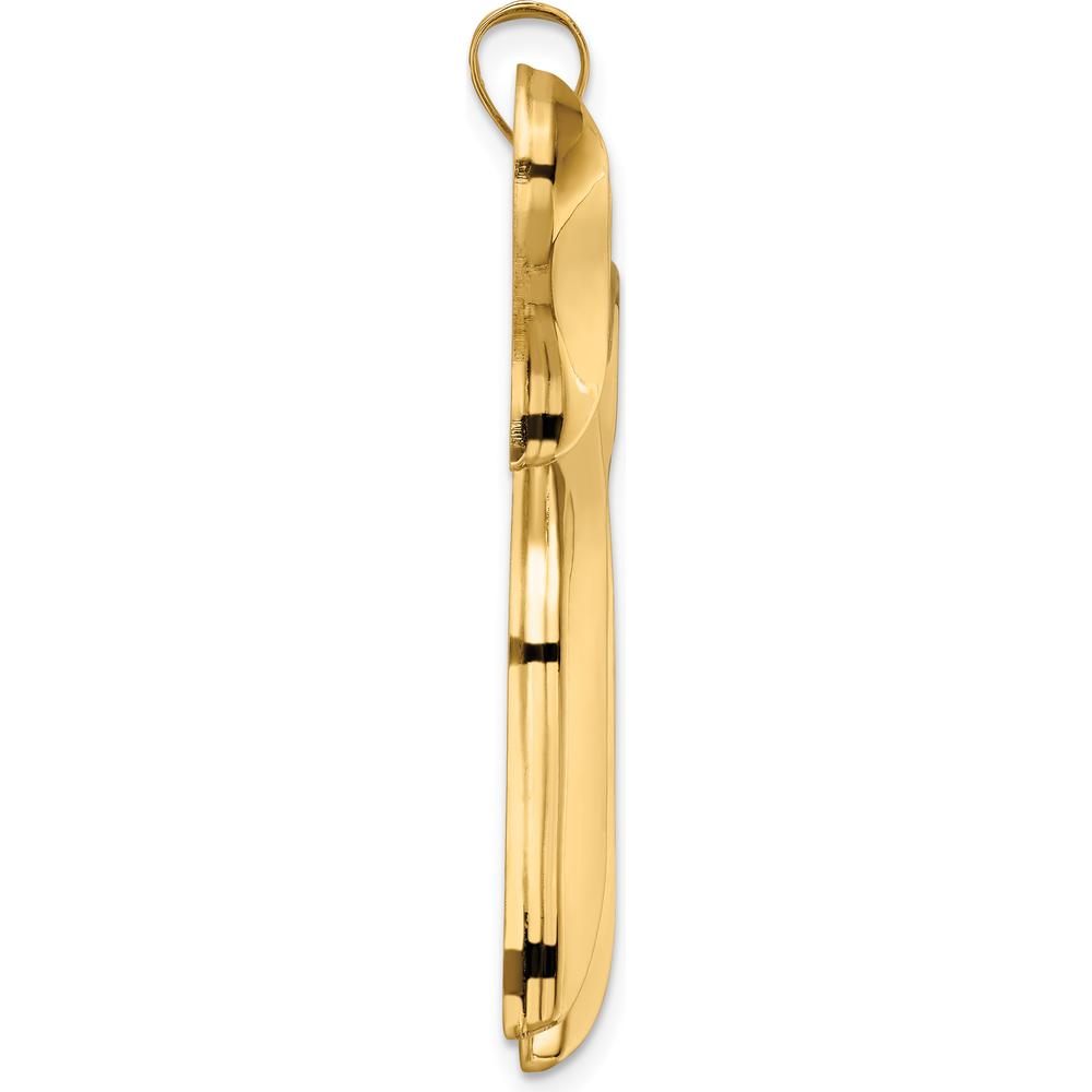14K Yellow Gold Solid Chai Symbol Pendant - 45mm Length by Oro Pregiato
