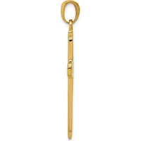 14K Yellow Gold Solid Cross Pendant - 38mm x 20mm by Oro Pregiato