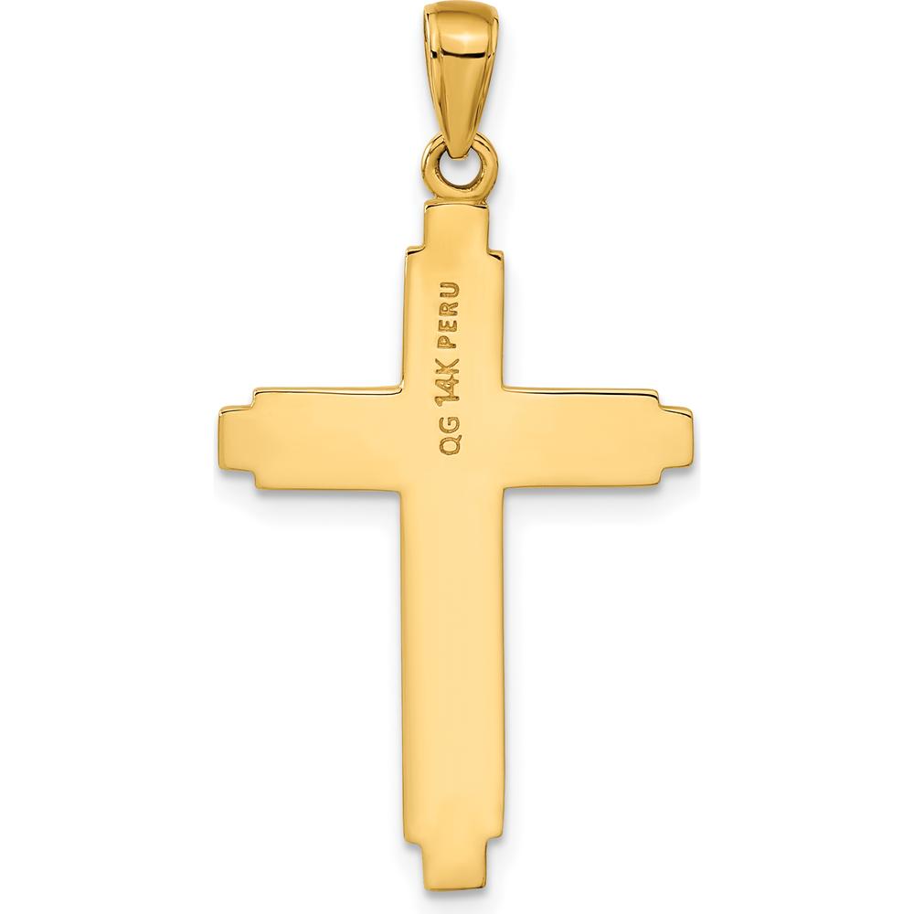 14K Yellow Gold Solid Cross Pendant - 38mm x 20mm by Oro Pregiato