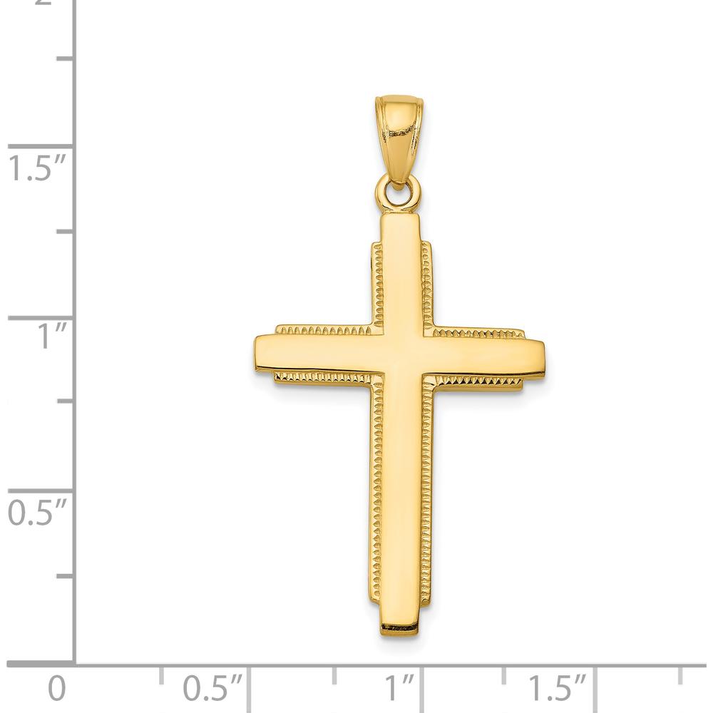 14K Yellow Gold Solid Cross Pendant - 38mm x 20mm by Oro Pregiato