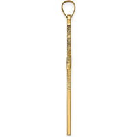 14K Yellow Gold Solid Cross Pendant with Polished and Striped Line Design - 47.27mm Length by Oro Pregiato