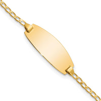 14K Yellow Gold Solid Curb Link Baby ID Bracelet with Engravable Oval Plate - 6" Length by Oro Pregiato