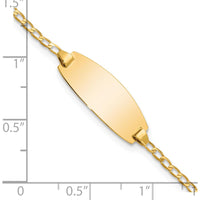 14K Yellow Gold Solid Curb Link Baby ID Bracelet with Engravable Oval Plate - 6" Length by Oro Pregiato