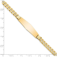 14K Yellow Gold Solid Curb Link Chain ID Bracelet with Polished Finish - 8" Length by Oro Pregiato
