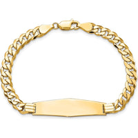 14K Yellow Gold Solid Curb Link Chain ID Bracelet with Polished Finish - 8" Length by Oro Pregiato