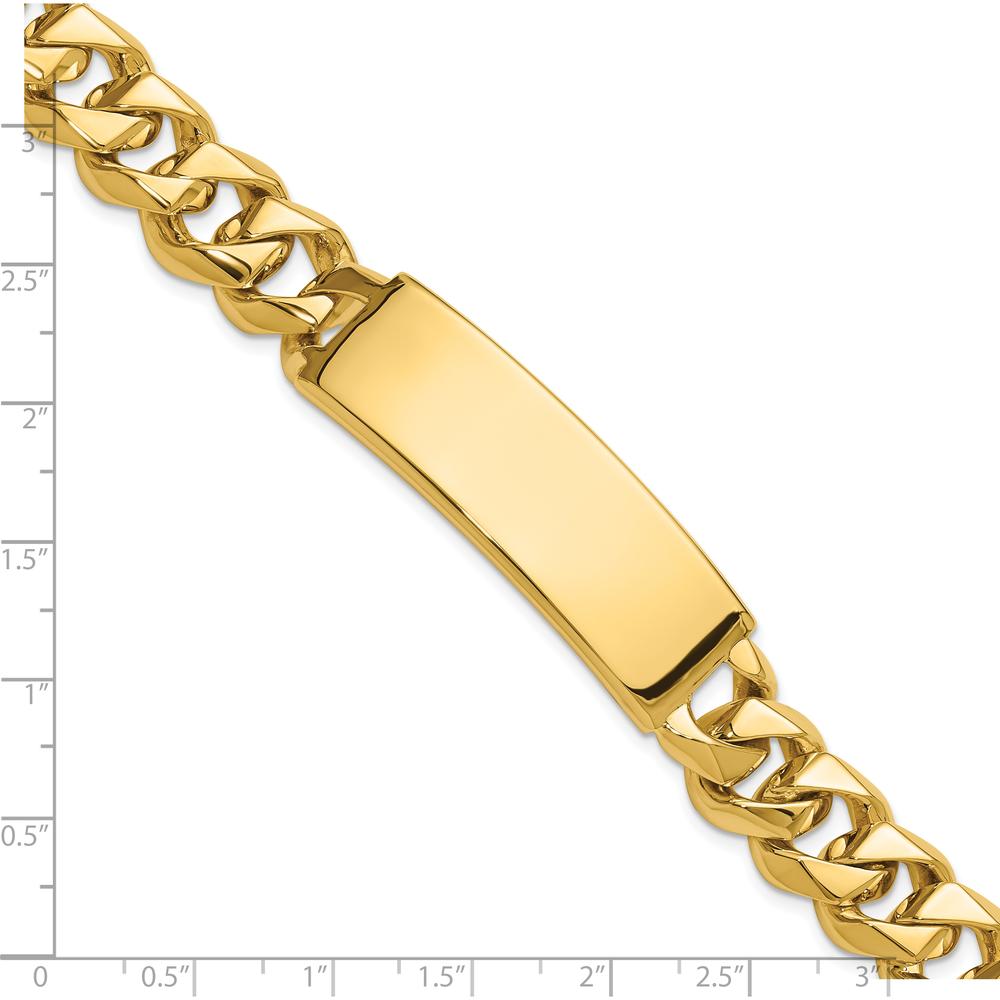 14K Yellow Gold Solid Curb Link ID Bracelet with Polished Finish and Engravable Plate - 8.5" Length by Oro Pregiato