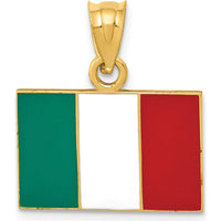 14K Yellow Gold Solid Enamel Italy Flag Pendant - 21mm x 18mm by Oro Pregiato