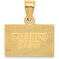 14K Yellow Gold Solid Enameled Puerto Rico Flag Pendant - 21mm Length, 18mm Width by Oro Pregiato