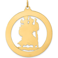 14K Yellow Gold Solid Extra Large Cut-out St. Christopher Medal Round Pendant - Polished and Satin Finish by Oro Pregiato