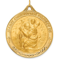 14K Yellow Gold Solid Extra Large St. Christopher Medal Pendant with Satin Finish - 45mm by Oro Pregiato