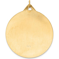 14K Yellow Gold Solid Extra Large St. Christopher Medal Pendant with Satin Finish - 45mm by Oro Pregiato