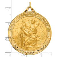 14K Yellow Gold Solid Extra Large St. Christopher Medal Pendant with Satin Finish - 45mm by Oro Pregiato