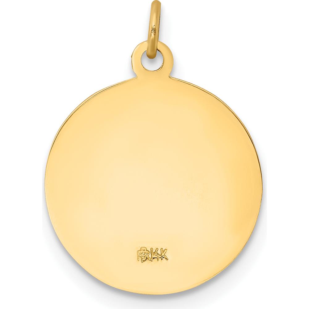 14K Yellow Gold Solid First Holy Communion Medal Round Pendant - 20mm Length by Oro Pregiato