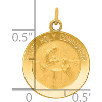 14K Yellow Gold Solid First Holy Communion Medal Round Pendant - 20mm Length by Oro Pregiato