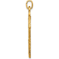 14K Yellow Gold Solid Large 4-Way Medal Cross Pendant with Polished and Satin Finish by Oro Pregiato