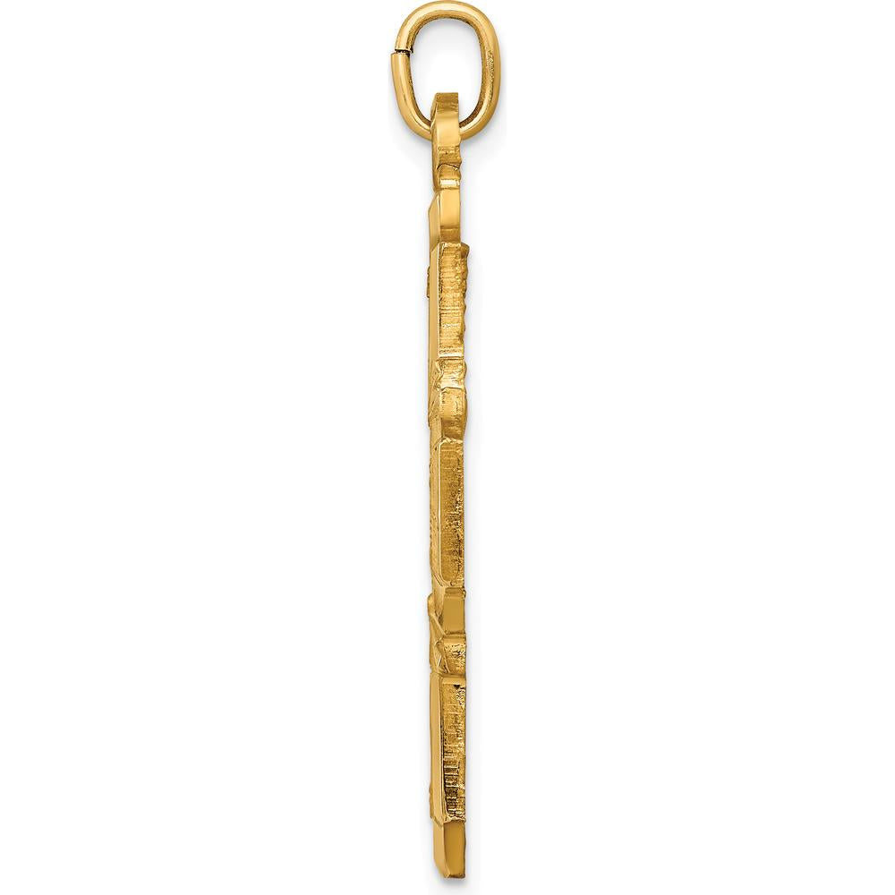 14K Yellow Gold Solid Large 4-Way Medal Cross Pendant with Polished and Satin Finish by Oro Pregiato