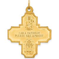 14K Yellow Gold Solid Large 4-Way Medal Cross Pendant with Polished and Satin Finish by Oro Pregiato