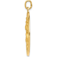 14K Yellow Gold Solid Large Cut-out St. Christopher Medal Pendant - 38mm Length by Oro Pregiato