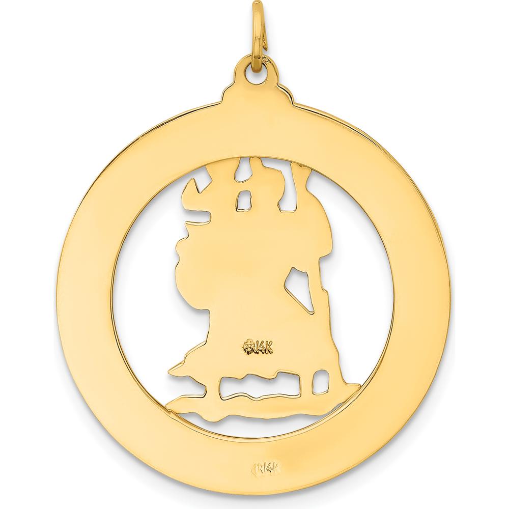 14K Yellow Gold Solid Large Cut-out St. Christopher Medal Pendant - 38mm Length by Oro Pregiato
