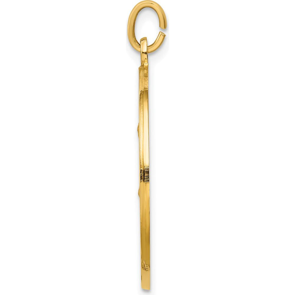 14K Yellow Gold Solid Large Round St. Anthony Medal Pendant - 32.5mm Length by Oro Pregiato