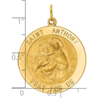 14K Yellow Gold Solid Large Round St. Anthony Medal Pendant - 32.5mm Length by Oro Pregiato
