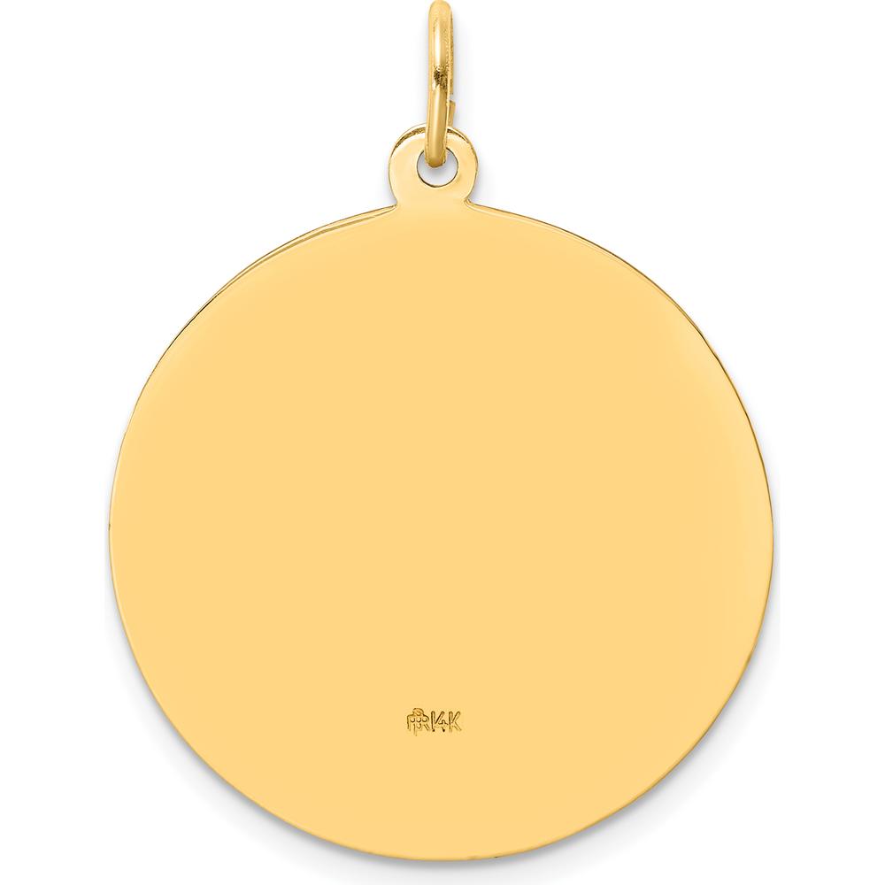 14K Yellow Gold Solid Large Round St. Anthony Medal Pendant - 32.5mm Length by Oro Pregiato