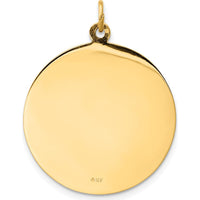 14K Yellow Gold Solid Large St. Michael Round Medal Pendant - Die-Struck Satin & Polished Finish by Oro Pregiato