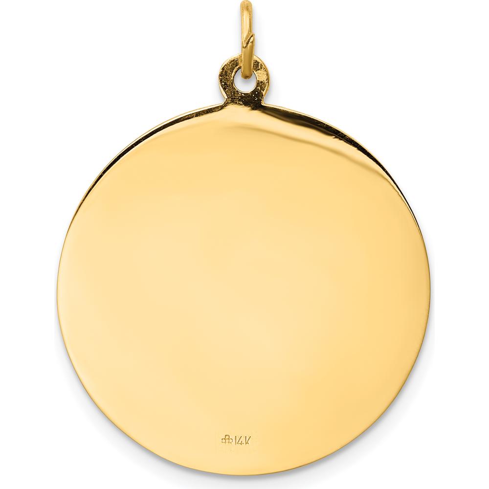 14K Yellow Gold Solid Large St. Michael Round Medal Pendant - Die-Struck Satin & Polished Finish by Oro Pregiato