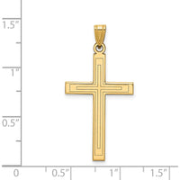 14K Yellow Gold Solid Laser Etched Cross Pendant - 36mm Length, 19mm Width by Oro Pregiato