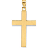 14K Yellow Gold Solid Laser Etched Cross Pendant - 36mm Length, 19mm Width by Oro Pregiato