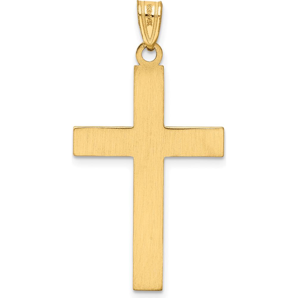 14K Yellow Gold Solid Laser Etched Cross Pendant - 36mm Length, 19mm Width by Oro Pregiato