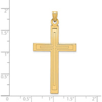 14K Yellow Gold Solid Laser Etched Cross Pendant - 49mm Length by Oro Pregiato