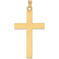 14K Yellow Gold Solid Laser Etched Cross Pendant - 49mm Length by Oro Pregiato