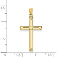 14K Yellow Gold Solid Laser Etched Cross Pendant - Faith-Inspired Design by Oro Pregiato