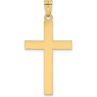 14K Yellow Gold Solid Laser Etched Cross Pendant - Faith-Inspired Design by Oro Pregiato